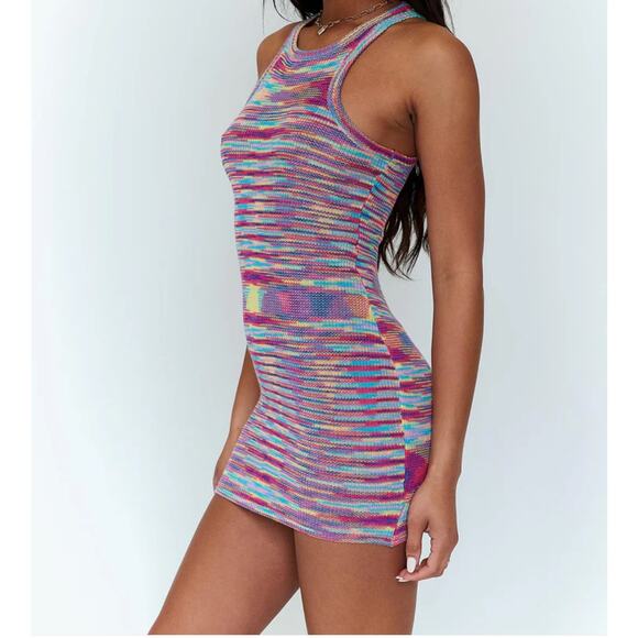 Princess Polly Rainbow‎ Mini Dress Knit Size 8 ELISH Festival Party Vibe - Picture 1 of 8